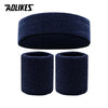 Sweatband Set — 1 Headband + 1 Pair Wristbands, Sweat-Absorbent Athletic Head & Wrist Bands for Workout Basketball Running Tennis