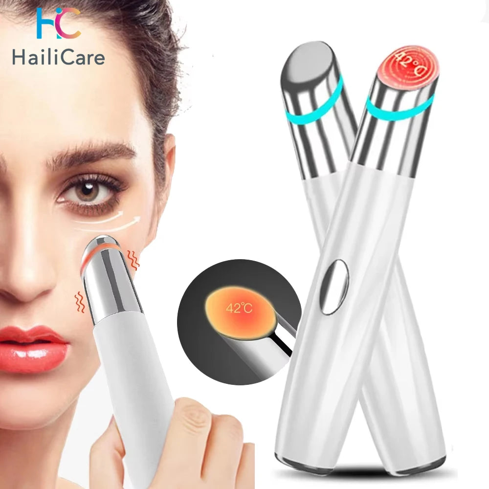 Rechargeable Micro Vibration Eye Massager — LED IPL Eye Beauty Device for Dark Circles, Puffiness & Eye Bags (USB-C, Portable)