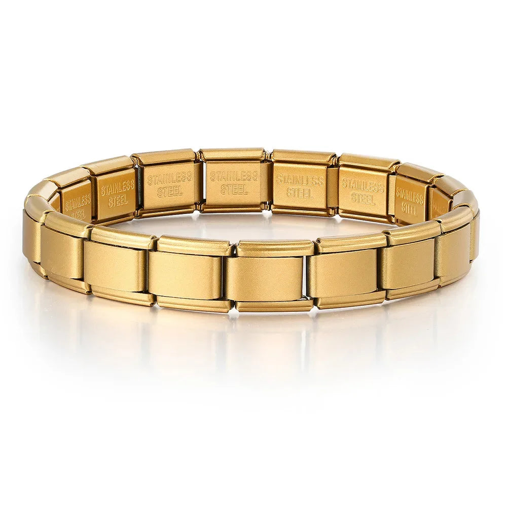 Unisex 9mm Italian Modular Charm Bracelet 18-Piece Stainless Steel Set Starry Plant Cubic Zirconia Charms