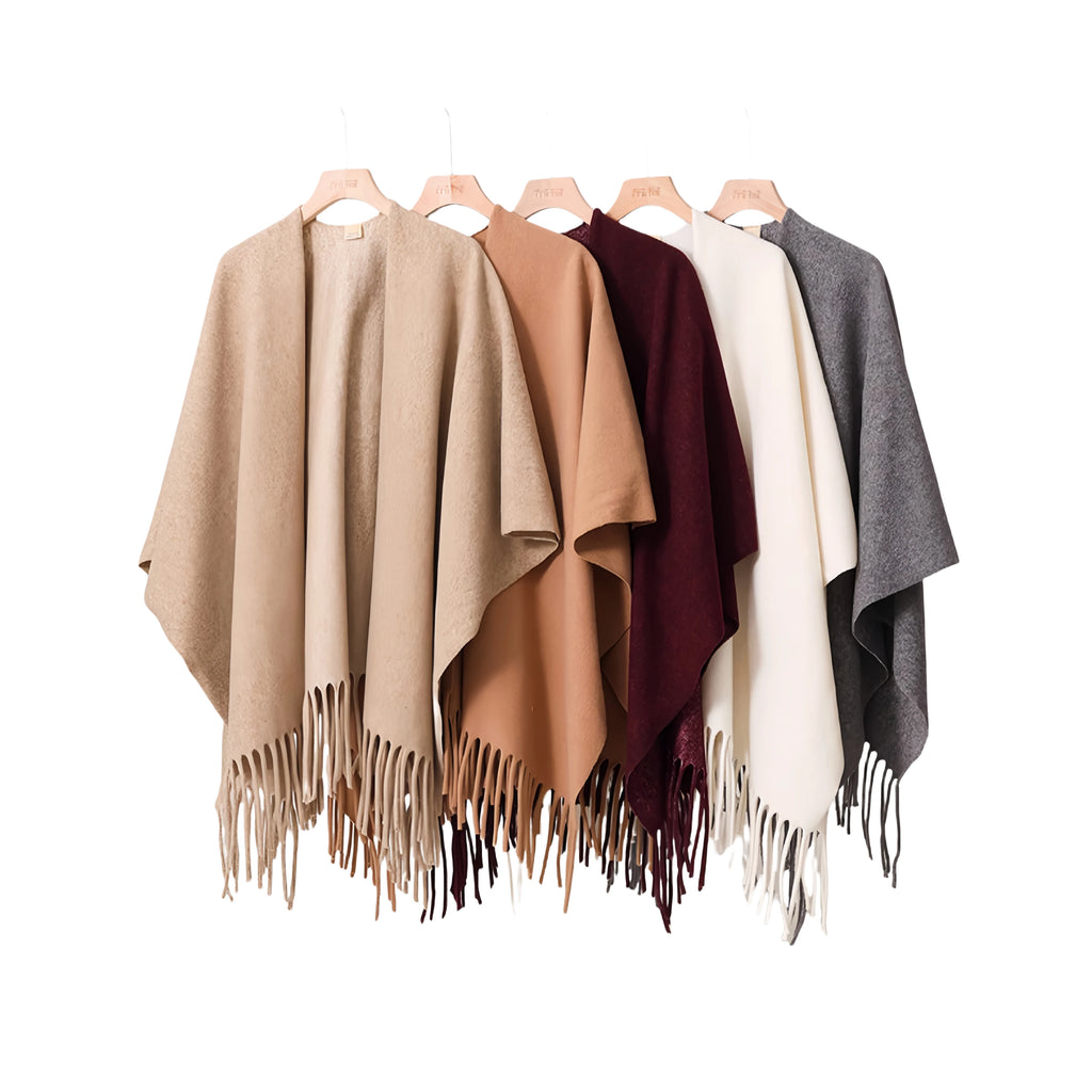 Women's Winter Poncho Shawl – Double-Sided Thick Pashmina-Style Cape, Luxury Blanket Scarf & Cloak