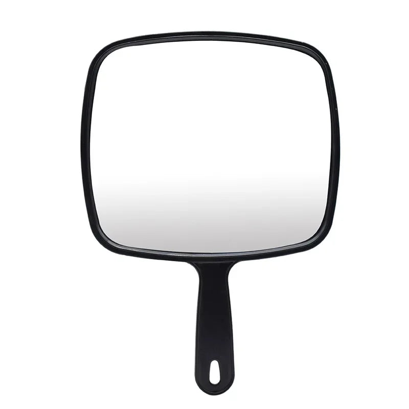 Professional Handheld Salon & Barber Mirror with Handle — Black, Large Viewing Surface