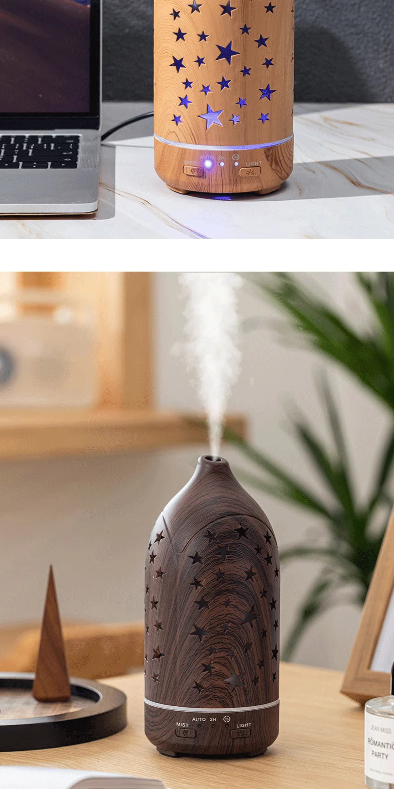 Ultrasonic Essential Oil Diffuser 100ml (3.4 fl oz) with LED Lights - Adjustable Cool Mist Modes for Aromatherapy & Humidifying