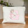 Ballet Girls A-Z Initial Canvas Makeup Pouch – Floral Cosmetic Organizer Clutch (22 x 14 cm / 8.7 x 5.5 in) – Travel & Bridesmaid Gift