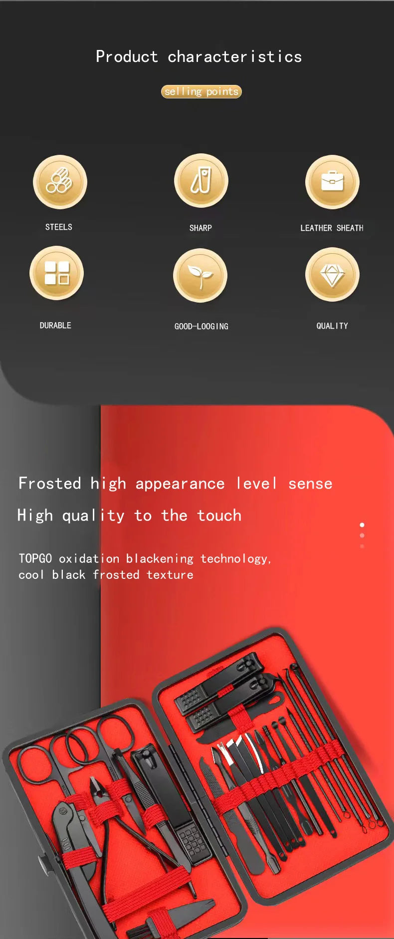 Black & Red Nail Clipper Set – Stainless Steel Manicure & Pedicure Tool Kit, Multi-Pack (4/7/10/12/16/18/24 Sets)