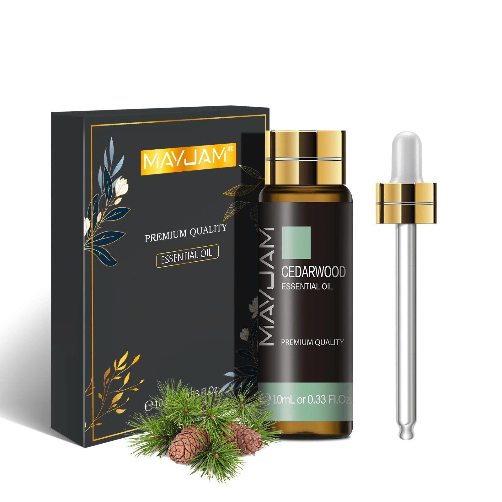 MAYJAM 10ml Pure Essential Oil with Dropper – Aromatherapy Diffuser & Humidifier Oil (Lavender, Eucalyptus, Vanilla, Sandalwood, Camphor) – Gift Box