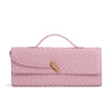 Woven Leather Baguette Shoulder Bag, Genuine Cow Leather Crossbody Handbag for Women