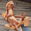 Women's Braided Chunky Platform Gladiator Sandals Ankle Strap Peep Toe High Heels for Beach & Casual