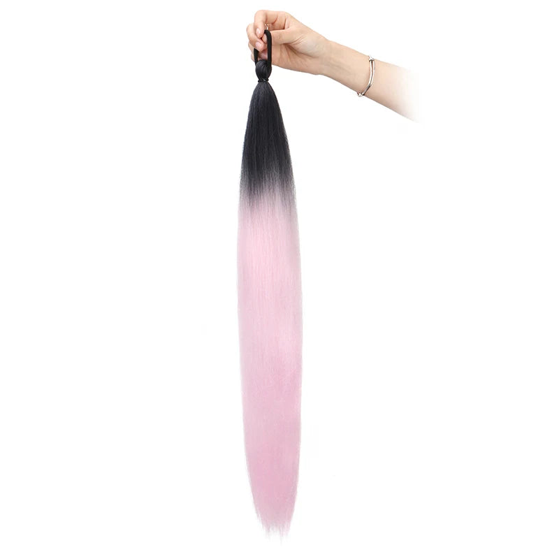 WIGSIN 26-Inch (66 cm) Synthetic Ponytail Extension – Long Yaki Straight Ombre with Elastic Tie