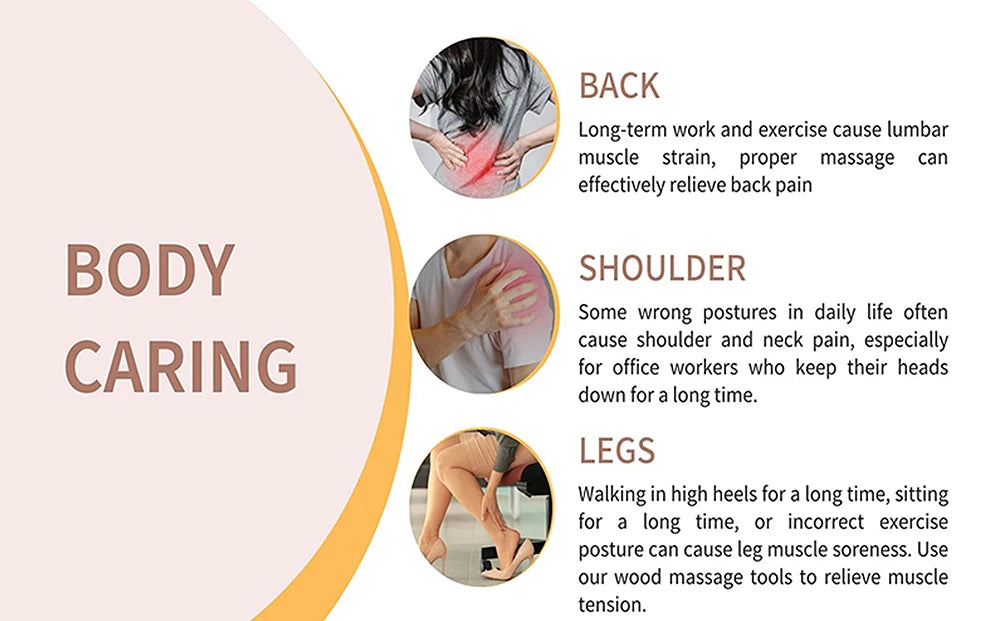 Curved Beech Wood Massage Roller – Anti-Cellulite Lymphatic Drainage & Deep Tissue Body Massager Stick