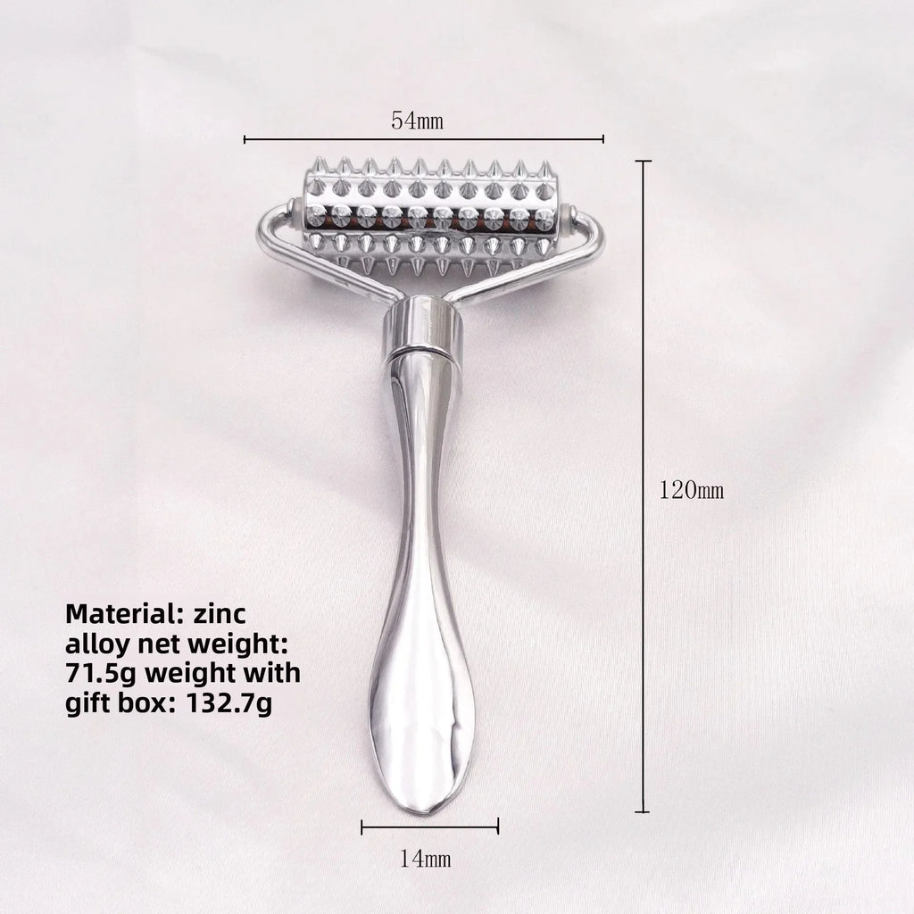 Zinc Alloy Microneedle Derma Roller – Manual Facial & Body Microneedling Tool for Wrinkle Removal & Skin Rejuvenation