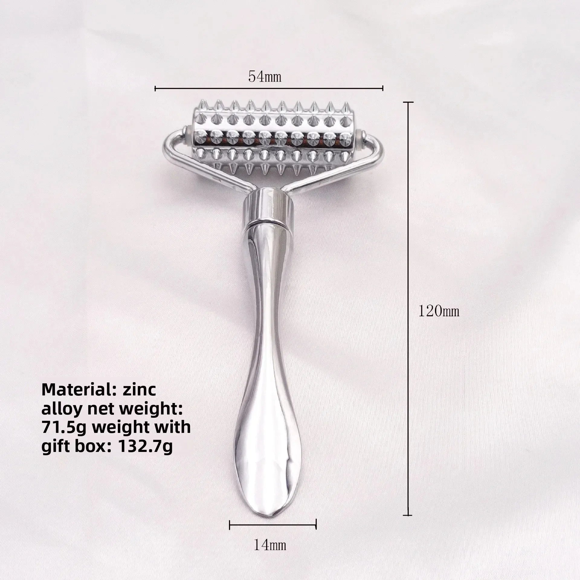 Zinc Alloy Microneedle Derma Roller – Manual Facial & Body Microneedling Tool for Wrinkle Removal & Skin Rejuvenation