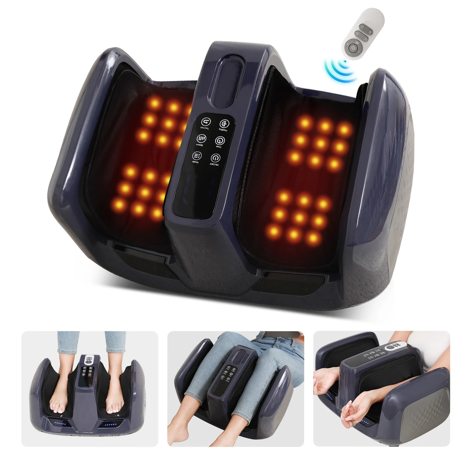 HIMOUTA Shiatsu Foot Massager with Heat – Deep Kneading & Rolling Foot and Calf Massager for Neuropathy Relief, Gift for Women & Men