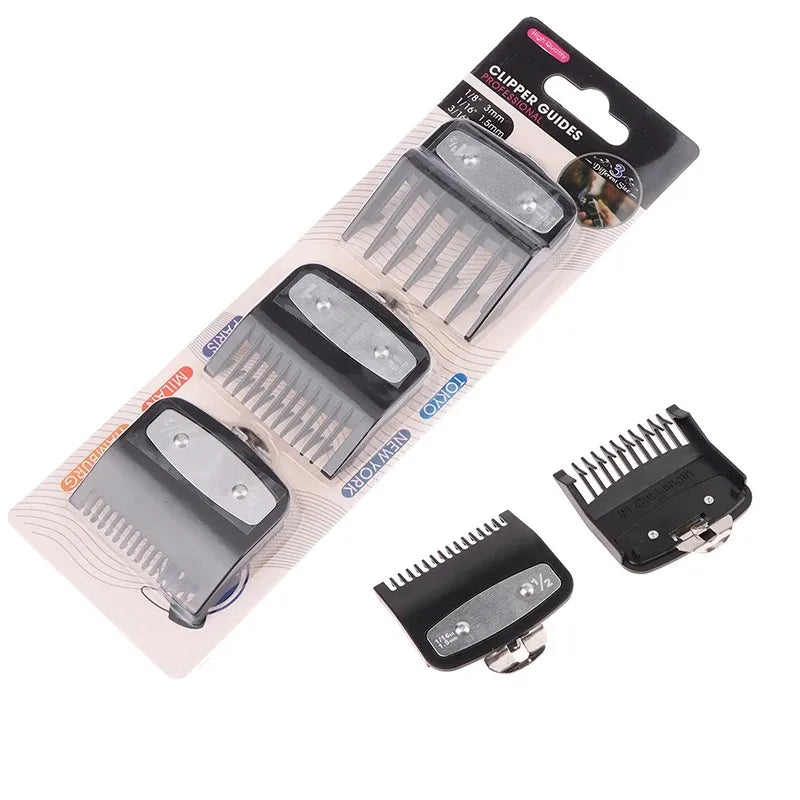 Black Hair Clipper Guard Set - 3-Pack Guide Combs 1.5mm, 3mm, 4.5mm for Trimmer Styling
