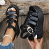 Women's Ankle Buckle Wedge Sandals — Breathable Patchwork Platform Gladiator, Non-Slip Soft Sole, 5–8 cm (2–3 in) Heel