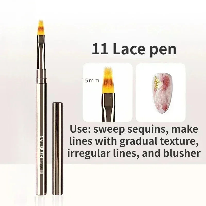 Professional Nail Art Liner Brush Set — Striping & Detailing Pens, 6–25 mm (0.24–0.98 in) Tips