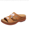 Embroidered Floral PU Wedge Sandals for Women – Slip-On Casual Summer Sandals