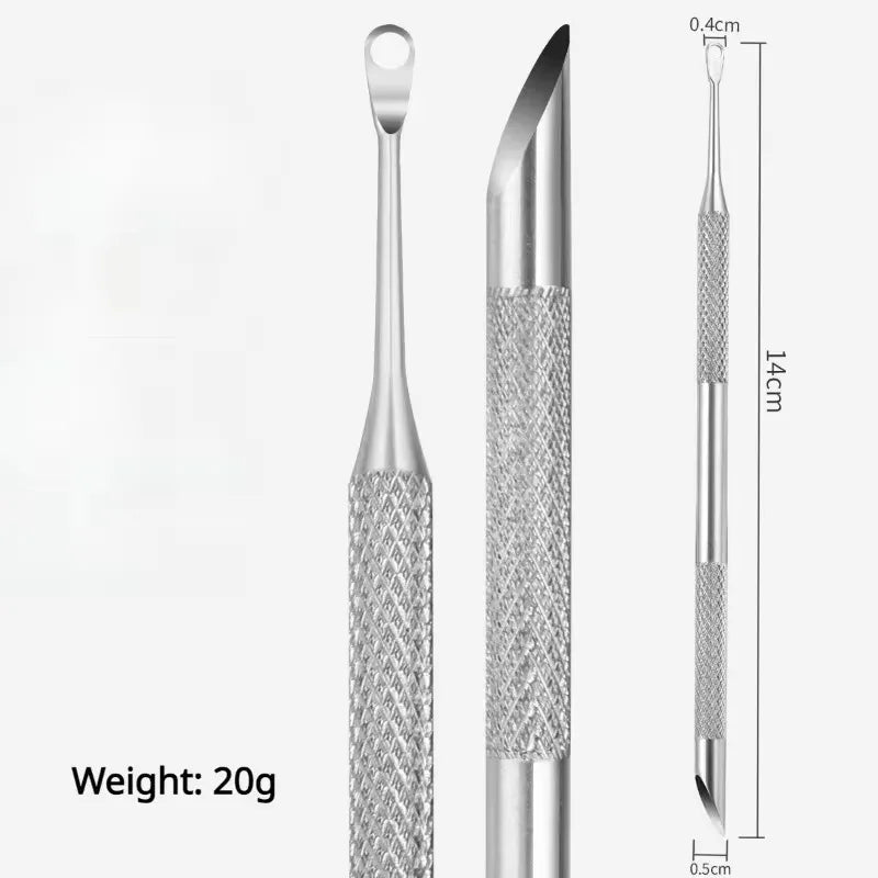 Double-Ended Stainless Steel Cuticle Pusher & Nail Remover – Beveled Circle Head Manicure Tool