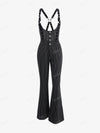 ROSEGAL Gothic Striped Backless Crisscross O-Ring Strappy Women's Jumpsuit - Black