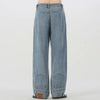 Vintage Retro Reverse-Side Turned Denim Jeans – Women's High-Waist Wide-Leg Baggy Straight Casual Jeans