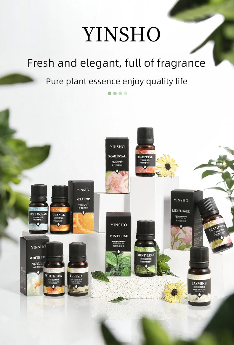 10ml (0.34 fl oz) Water-Soluble Essential Oil for Aroma Diffusers — 17 Scents (Lavender, Rose, Eucalyptus, White Peach, Oolong, Ocean)