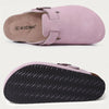 Women's Genuine Leather Suede Clogs with Soft Cork Footbed, Adjustable Buckle Strap Comfort Slip-On Mules