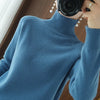 Women's Merino-Blend Mock Neck Sweater - Soft Long-Sleeve Pullover, Casual Solid Knit (Autumn/Winter)