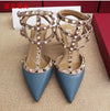 Women's Gladiator High-Heel Sandals - Black Patent Leather 3-Strap Ankle Strap Rivet Designer Heels