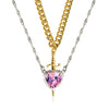 Heart and Sword Couple Necklace Set - Vintage Pendant Collarbone Chain for Women, Couples Gift