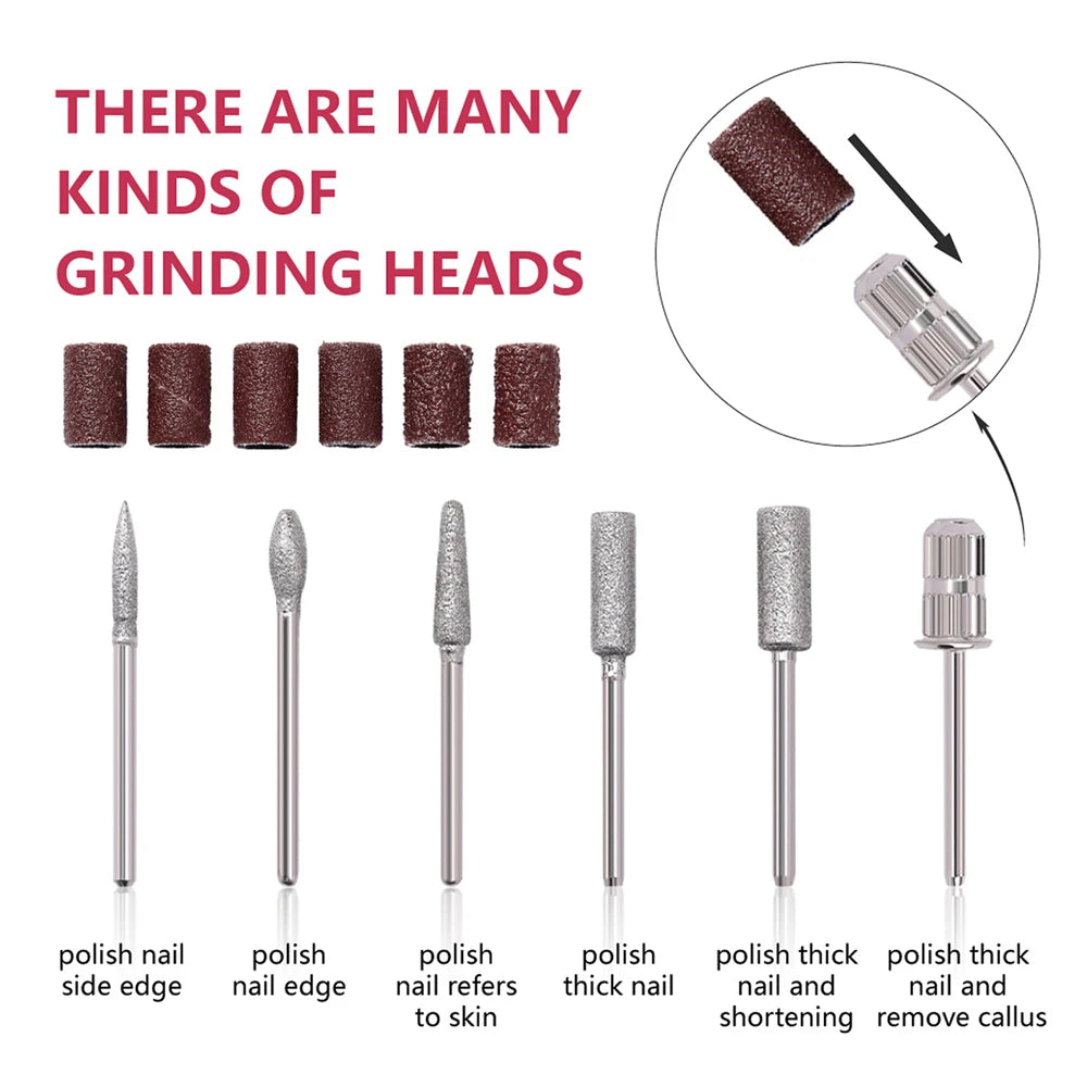 YIKOOLIN 6-in-1 USB Electric Nail Drill Kit — Portable Pen-Style Manicure Polisher with Nail Art Bits