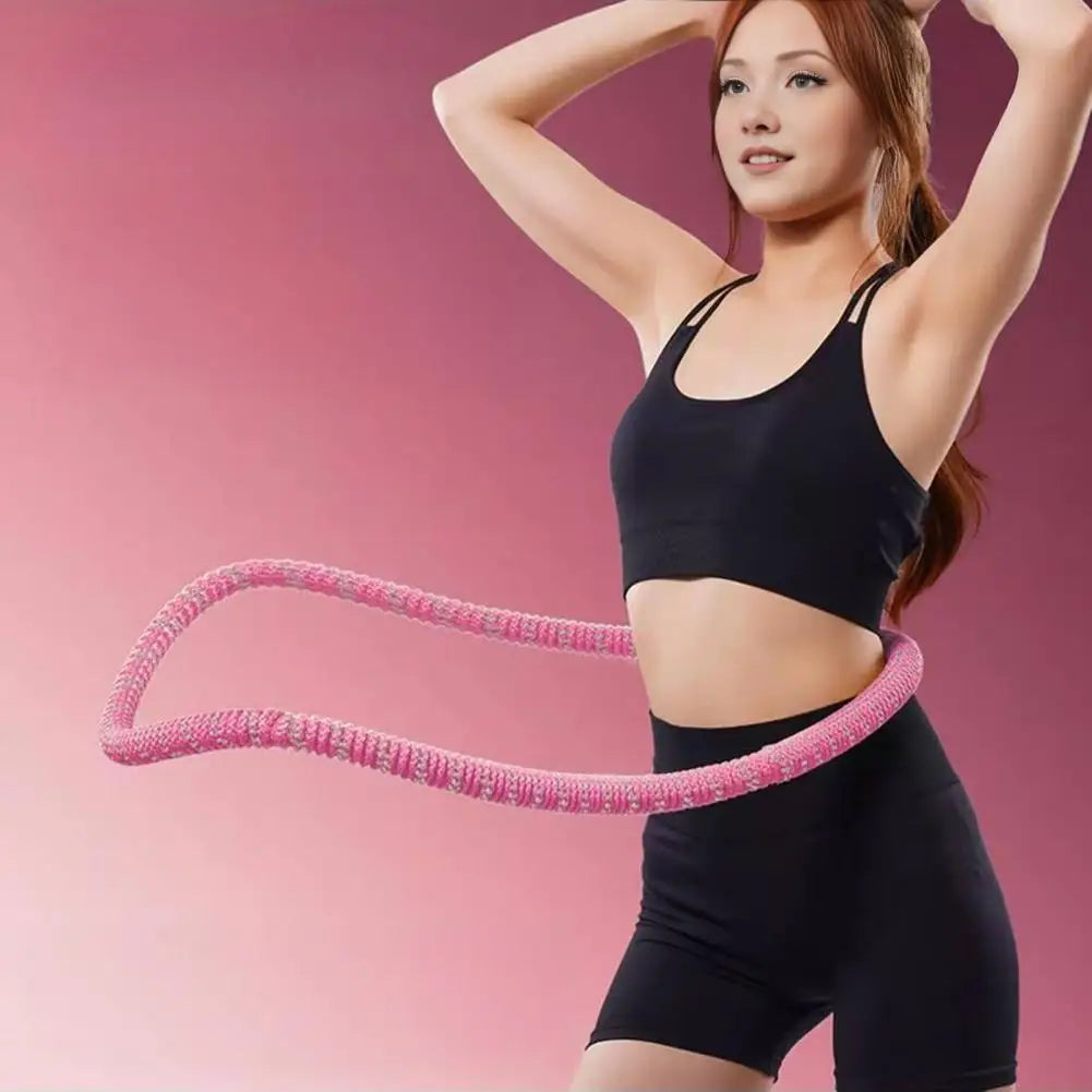 Soft Spring Fitness Hoop for Adults – 200 cm (78.7 in) Polyester-Covered Lightweight Portable Hula Hoop, Silent Waist & Core Trainer