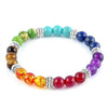 7 Chakra Natural Stone Bracelet, Black Braided Rope, Reiki Healing Yoga Meditation Unisex 17.4 cm (6.85 in)