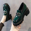 Women's Platform Mary Jane Pumps - Thick-Sole Height-Boost Heels with Metal Accent, Round Toe Square Heel (Spring/Autumn)