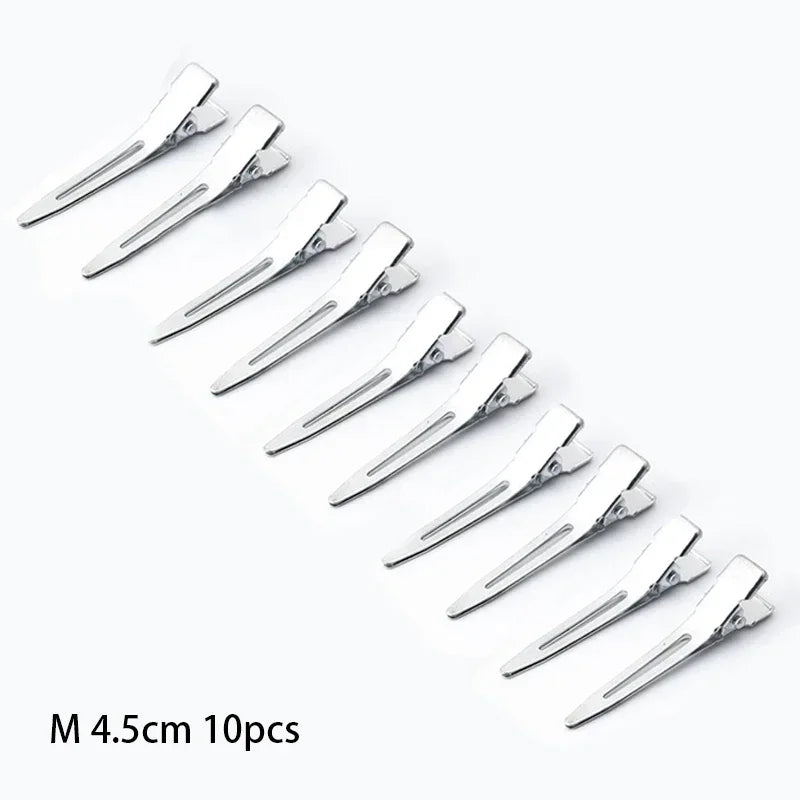 10-Pack No‑Bend Toothless Tip Hair Clips – Salon Non‑Crease Metal Hairpins for Styling & Makeup (Silver)