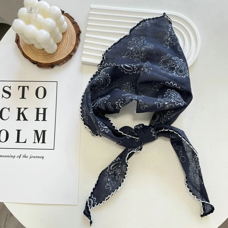 Floral Triangle Scarf for Women - Versatile Neck Shawl, Head Wrap & Bandana, 31.5–39.4 in (80–100 cm), Polyester