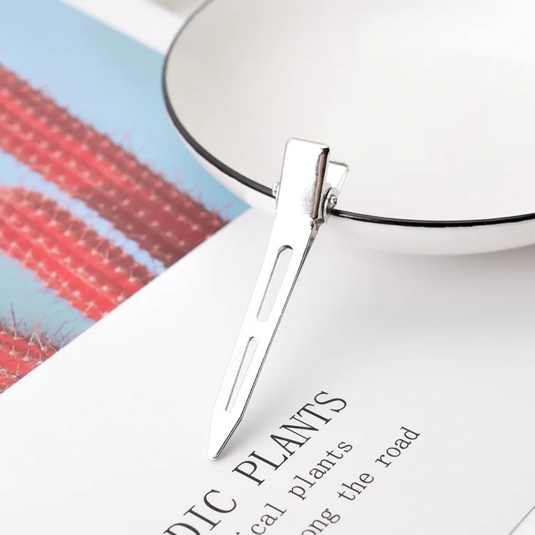 10-Pack No‑Bend Toothless Tip Hair Clips – Salon Non‑Crease Metal Hairpins for Styling & Makeup (Silver)