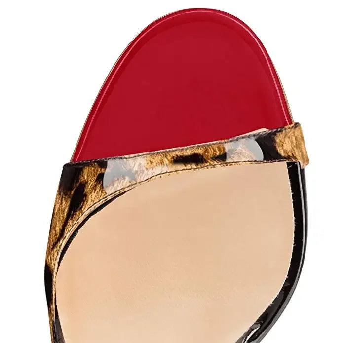 Black Patent Leather Peep-Toe Stiletto Pumps with Red Lining, 12 cm (4.7 in) Heel, Plus Size EU 33-46