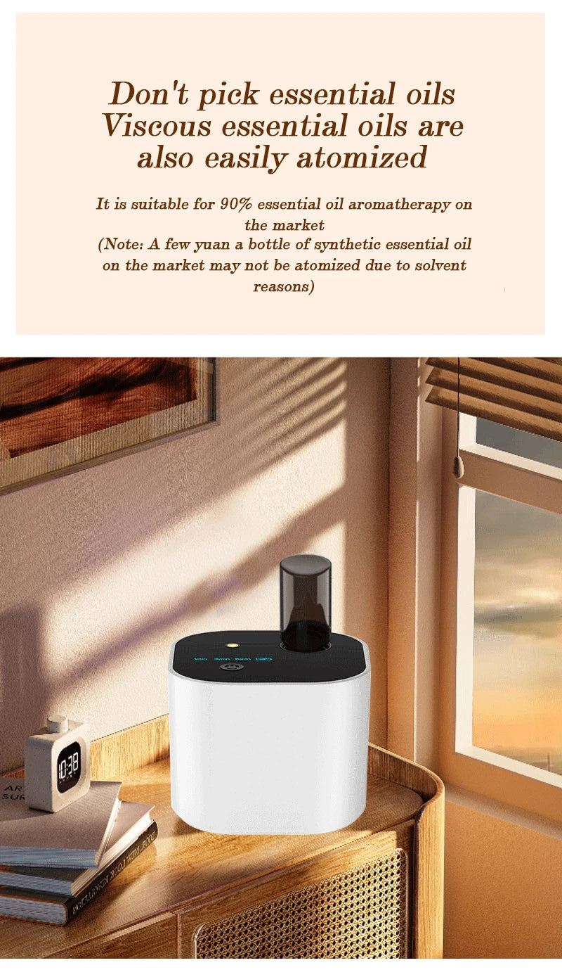 Rechargeable USB Portable Waterless Aroma Diffuser Nebulizer – 10ml Pure Essential Oil Scent for Home & Office