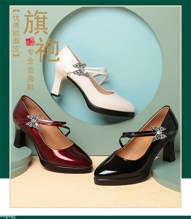 Women's Microfiber Round-Toe Thin Heel Pumps – Bridal Wedding Dance Party Shoes (5–8 cm / 2.0–3.1 in Heel)