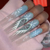 24pc Christmas Press-On Nails Set Medium Long Snowman Santa Snowflake Square Tips
