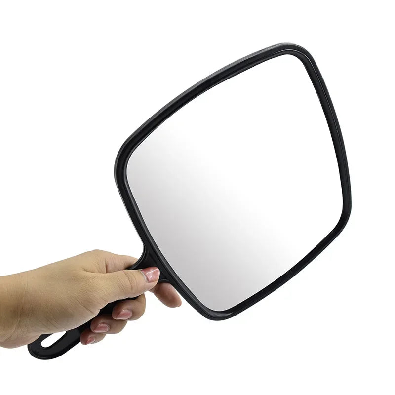 Professional Handheld Salon & Barber Mirror with Handle — Black, Large Viewing Surface