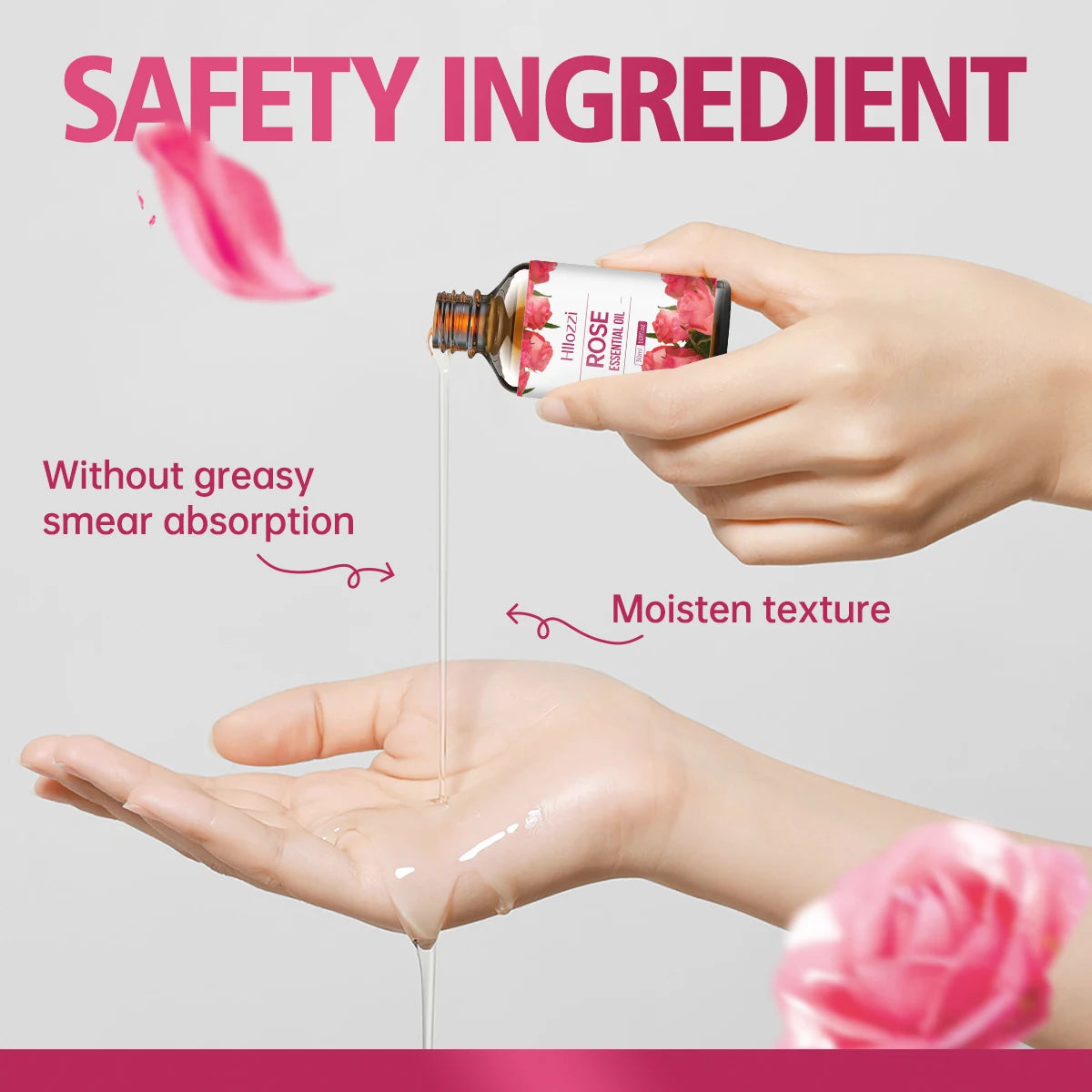 Rose Aromatherapy Essential Oil - Moisturizing Facial & Body Massage Oil with Long-Lasting Fragrance