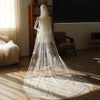 Pearl Butterfly Bridal Veil Cathedral Long Train – 150cm (59in) Single-Layer Wedding Veil for Outdoor & Destination Weddings