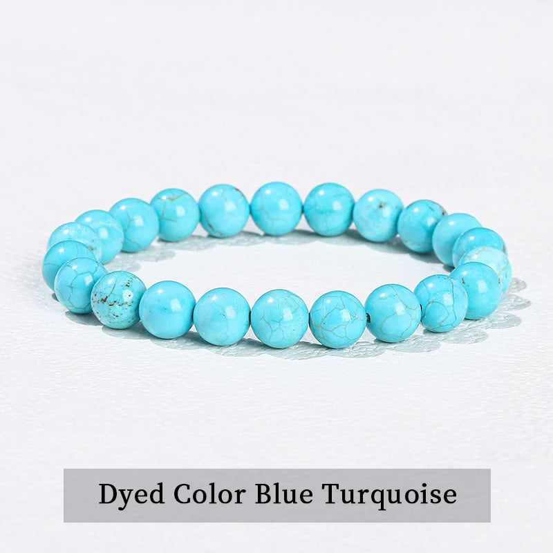 Natural Stone Beaded Bracelet 6/8/10mm — Obsidian Fluorite Quartz Jasper Stretch Yoga Bracelet for Women & Men