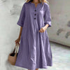 Casual Loose V-Neck Mini Dress with Pockets – Half Sleeve A-Line Summer Dress