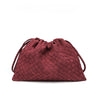 Large Capacity Woven Bucket Crossbody Shoulder Bag for Women PU Leather Messenger
