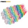 Synthetic Braiding Hair Extensions 24 in (60 cm) Loose Deep Wave Ombre Brown Rainbow Twist Crochet 3-Pack