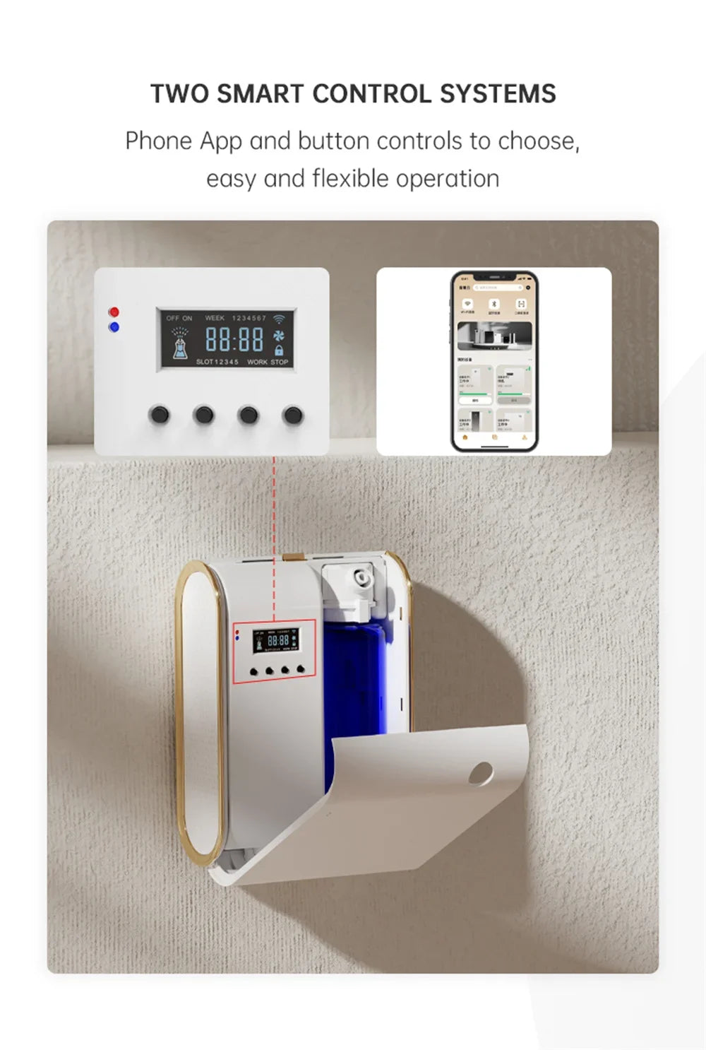 Smart Wall-Mounted Aroma Diffuser 350ml (11.8 fl oz) — WiFi & Bluetooth App Control, Low-Noise Scent Machine for Home & Hotel