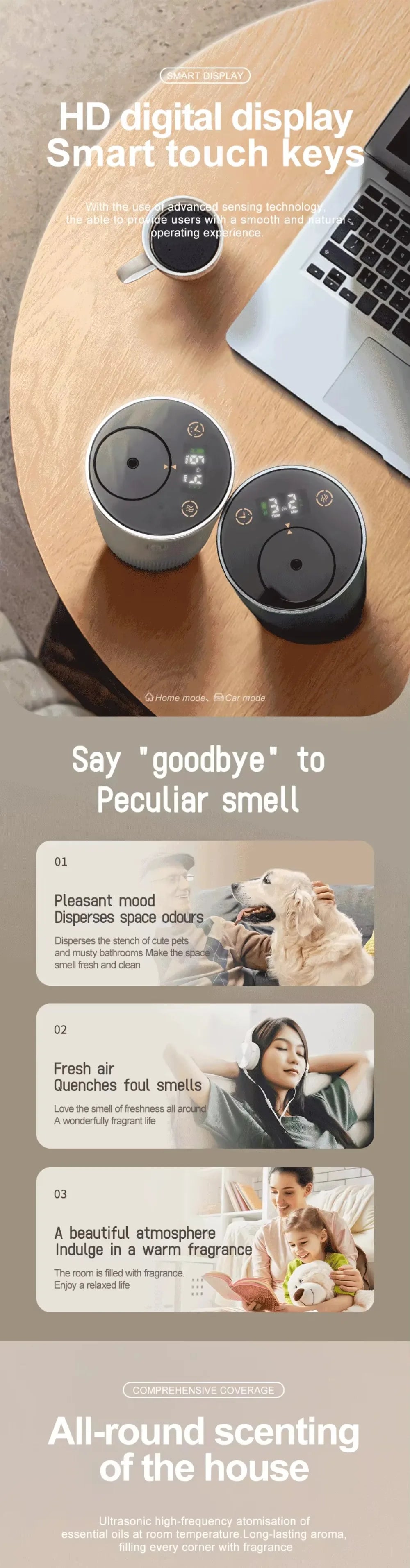 Rechargeable Portable Essential Oil Diffuser — Mini Electric Scent Air Freshener for Home, Office & Car