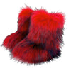 Women's Faux Fur Mid-Calf Snow Boots - Fluffy Plush Winter Warm Flat Outdoor Fashion Boots