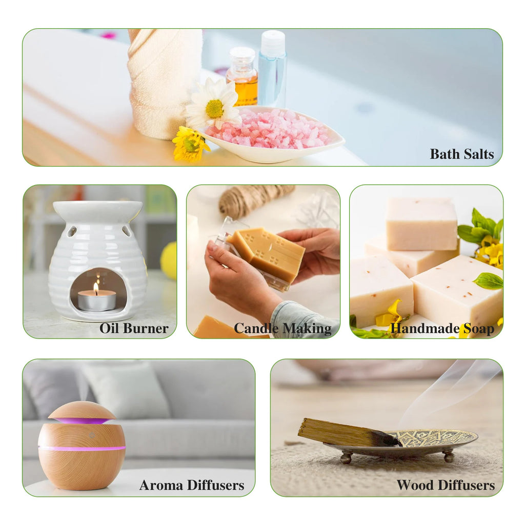 PHATOIL 100ml (3.38 fl oz) Pure Essential Oil for Aromatherapy — Eucalyptus, Lavender, Vanilla, Jasmine, Lemon, Bergamot